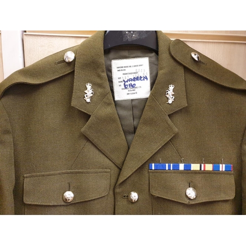 817 - British Army Corporal's Dress Jacket. Having Full Set of Stripes and Buttons with Metal Insignia Bad... 