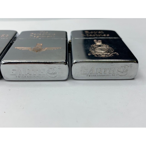 110 - 4 x New Wind Proof Lighters with Special Forces Logos.