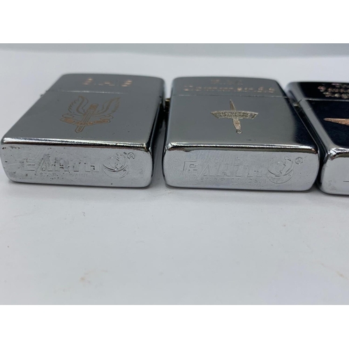 110 - 4 x New Wind Proof Lighters with Special Forces Logos.