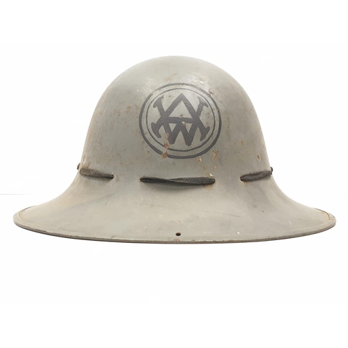 117 - WW2 Zuckerman Helmet. Marked with the Allen West Factory Logo. This company made Mills grenades duri... 