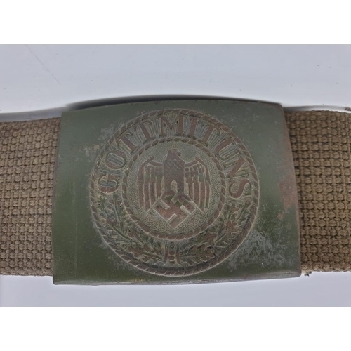 71 - WW2 D.A.K Africa Corps Canvas Belt & Buckle. Maker J.F.S