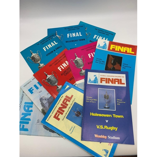 191 - F.A. Challenge Vase Final Programs 1975 - 2000 all held at old Wembley Stadium.