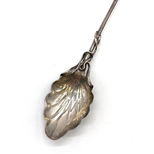 341 - An Antique Silver Spoon with Shell Shape bowl, Ornate Bird Handle 19.7g, 16cm Length