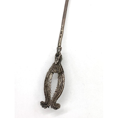 341 - An Antique Silver Spoon with Shell Shape bowl, Ornate Bird Handle 19.7g, 16cm Length