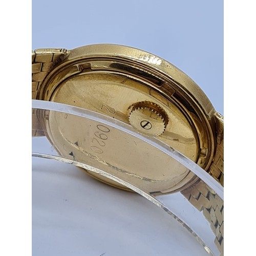 5 - PATEK PHILIPPE GENEVE gent watch with blue face and 18k gold strap,36mm case 1970s model automatic, ... 