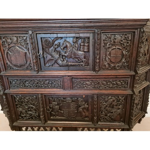 6 - This magnificent Tudor sideboard (credenza)has definite Royal connections, being hand carved and hav... 