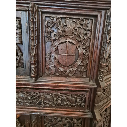 6 - This magnificent Tudor sideboard (credenza)has definite Royal connections, being hand carved and hav... 