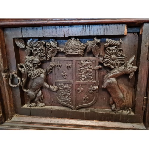 6 - This magnificent Tudor sideboard (credenza)has definite Royal connections, being hand carved and hav... 