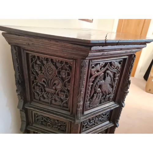 6 - This magnificent Tudor sideboard (credenza)has definite Royal connections, being hand carved and hav... 