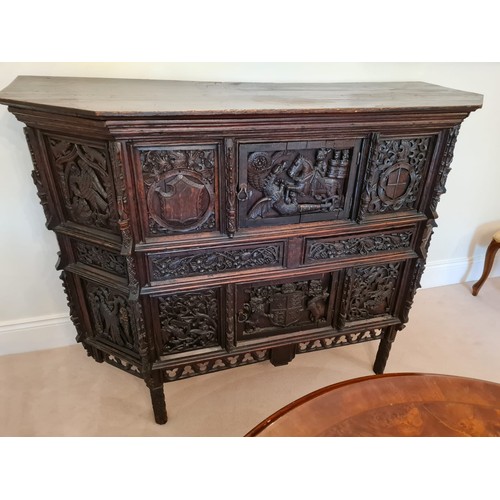 6 - This magnificent Tudor sideboard (credenza)has definite Royal connections, being hand carved and hav... 