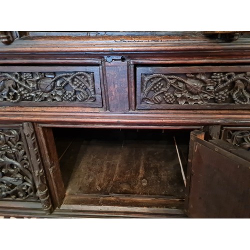 6 - This magnificent Tudor sideboard (credenza)has definite Royal connections, being hand carved and hav... 