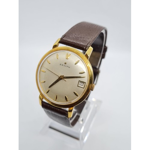 22 - ZENITH 18k gold vintage gent watch, 36mm case 785629