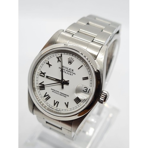 59 - Rolex Oyster Perpetual Datejust chronometer ladies watch with white face and steel strap, 30mm case ... 