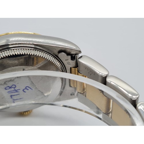 73 - Rolex Oyster Perpetual chronometer ladies watch with silver face and gold bezel,26mm case two tone s... 