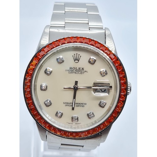 83 - Rolex Oyster Perpetual Datejust chronometer gent watch, custom bezel and dials 1990s 36mm case