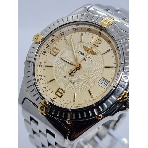 89 - Breitling Wings gent watch stainless steel with 34mm case twist bezel, automatic