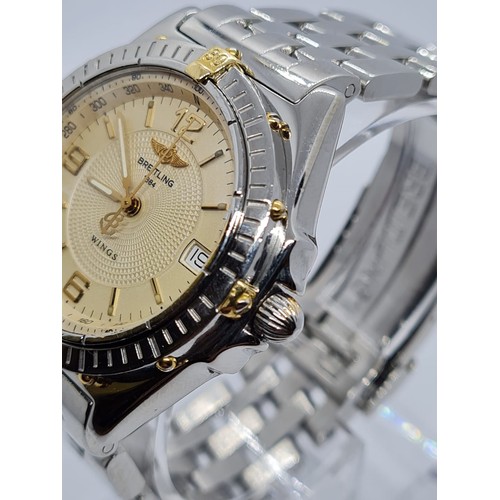 89 - Breitling Wings gent watch stainless steel with 34mm case twist bezel, automatic