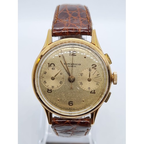 107 - Baume & Mercier Geneve vintage gents watch with 18ct gold face 1950s/60s model 35mm case