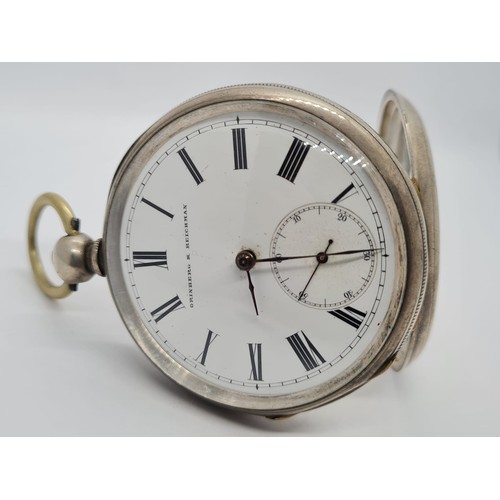 111 - A Grinberg and Reichman silver pocket watch circa 1900 with rear key wind ( Full working order )