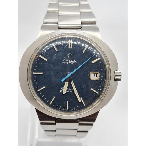 115 - OMEGA Automatic  Geneve Dynamic gent watch, oval navy face 45x35mm