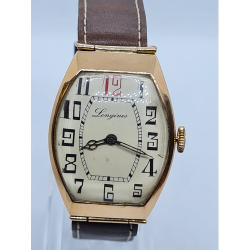 129 - Longines 14k gold antique gent watch 1920s, 4x3cm case