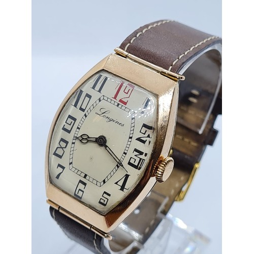 129 - Longines 14k gold antique gent watch 1920s, 4x3cm case