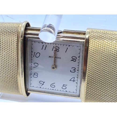 132 - Movado vesta watch, silver gilt 1183349, square face 28mm, vesta case 3x5cm approx