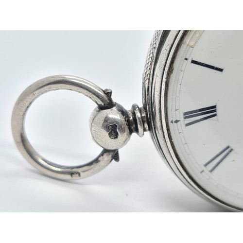 170 - An 1871 silver pocket watch , rear wind and second hand, Roman Numerals, Full working order