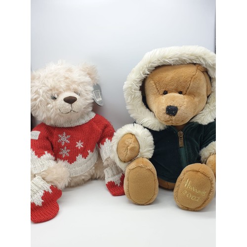 177 - 2 Harrods Teddy Bears 2001&2008 approx 40cms, very collectible