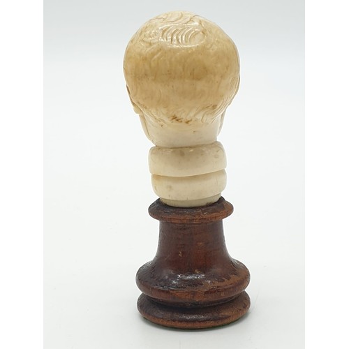 189 - 17th century ivory carved European seal, 8cm tall