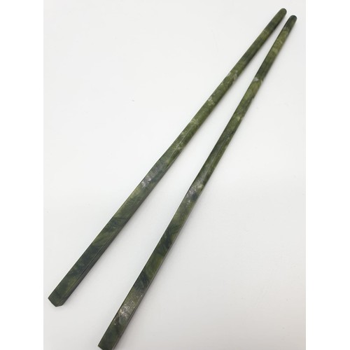 247 - 2x Pair of Chinese jade chopsticks with rests in original box (2)