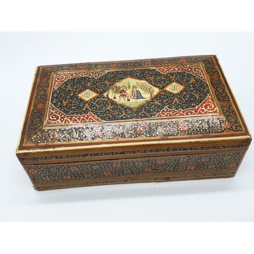 365 - Persian Ghajari micro Mosiac box, 14x8.5cm