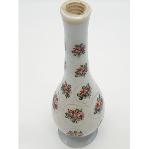 379 - 19th century opal vase with floral design, 19.5cm tall and weight 178g approx