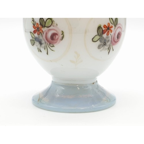 379 - 19th century opal vase with floral design, 19.5cm tall and weight 178g approx