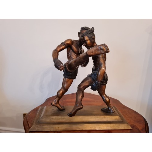 395 - Bronze figure of two MUAY THAI fighters.
H40 W39