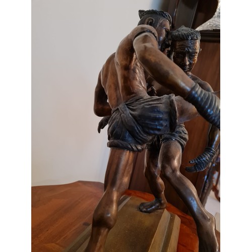 395 - Bronze figure of two MUAY THAI fighters.
H40 W39