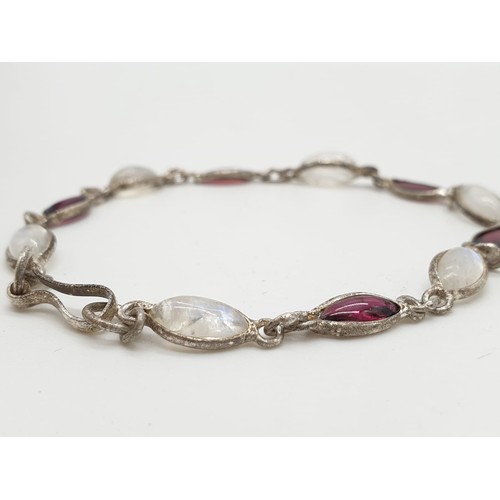 398 - Stone set silver bracelet, weight 6g and 20cm long approx