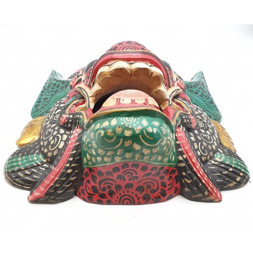 401 - Oriental Ceremonial Carved Wooden Mask, 36cms x 28cms.