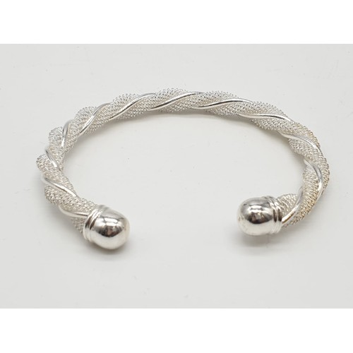 429 - Silver Twist Bangle, 15.8g.