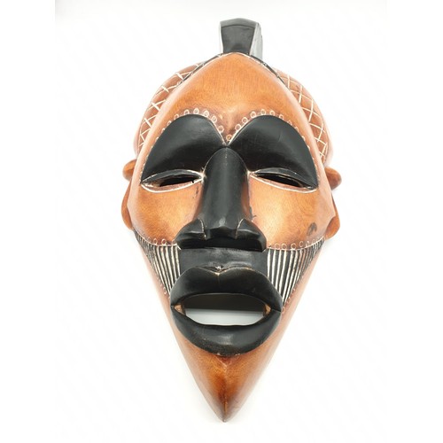 437 - African Hand Carved Mask for Wall Hanging, 46 x 26cms.