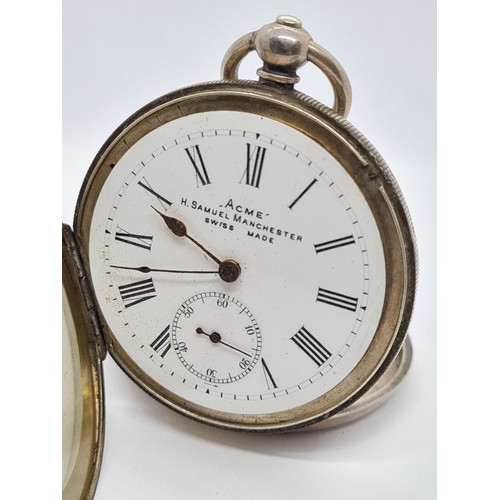 477 - An early H. Samuel ''Acme'' Pocket Watch with rear wind, discoloured glass and not working