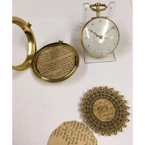 2 - Antique rare yellow metal Verge Fusee calendar Pocket watch, c1700s Egyptian pillars.
In very good c... 