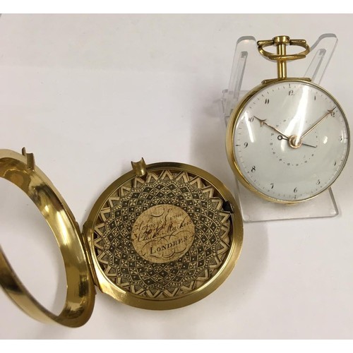 2 - Antique rare yellow metal Verge Fusee calendar Pocket watch, c1700s Egyptian pillars.
In very good c... 