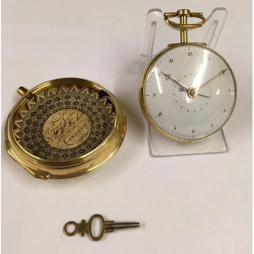 2 - Antique rare yellow metal Verge Fusee calendar Pocket watch, c1700s Egyptian pillars.
In very good c... 