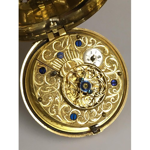 2 - Antique rare yellow metal Verge Fusee calendar Pocket watch, c1700s Egyptian pillars.
In very good c... 