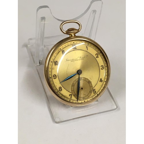 26 - Vintage 9ct solid gold IWC (International Watch Company) Schaffhausen Pocket watch (A/F)  needs wind... 