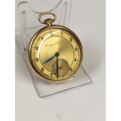 26 - Vintage 9ct solid gold IWC (International Watch Company) Schaffhausen Pocket watch (A/F)  needs wind... 