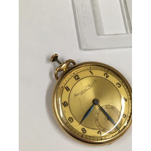 26 - Vintage 9ct solid gold IWC (International Watch Company) Schaffhausen Pocket watch (A/F)  needs wind... 