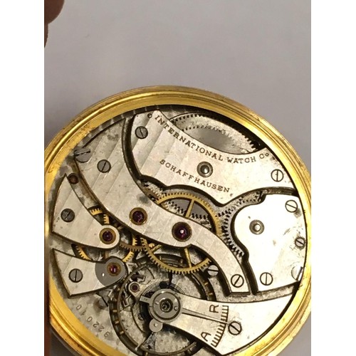 26 - Vintage 9ct solid gold IWC (International Watch Company) Schaffhausen Pocket watch (A/F)  needs wind... 