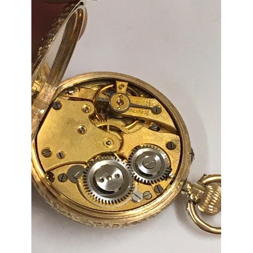 137 - Antique ladies solid gold Pocket watch with enamel back , ticks but sometimes stops